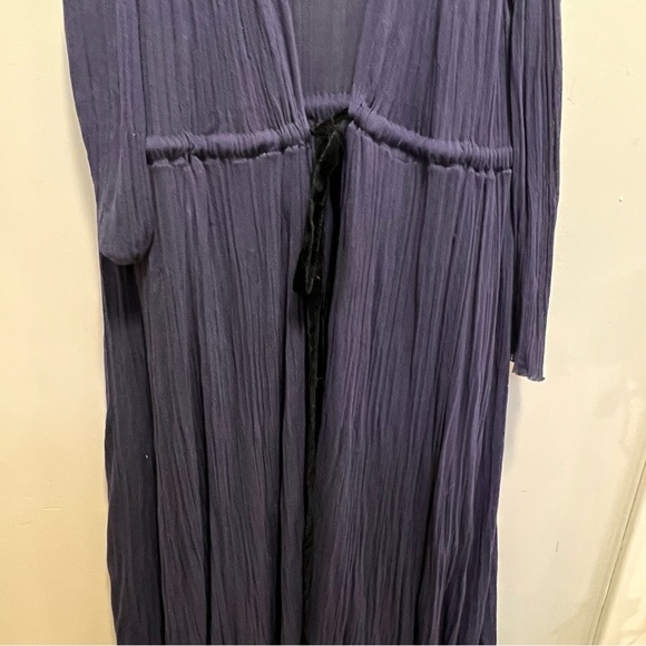 Zara Crossover Wrap Long Dress Velvet Belt Midnight Blue Size Small - Picture 7 of 15